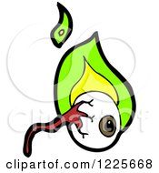 Clipart Of An Eyeball With Green Flames Royalty Free Vector Illustration by lineartestpilot