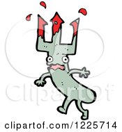 Clipart Of A Devil Trident Monster Royalty Free Vector Illustration by lineartestpilot