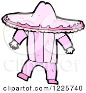 Clipart Of A Mexican Man In A Pink Sombrero Royalty Free Vector Illustration by lineartestpilot