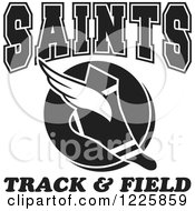 Poster, Art Print Of Black And White Winged Shoe With Saints Team Track And Field Text