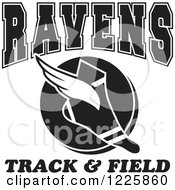Poster, Art Print Of Black And White Winged Shoe With Ravens Team Track And Field Text