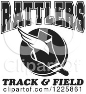 Poster, Art Print Of Black And White Winged Shoe With Rattlers Team Track And Field Text