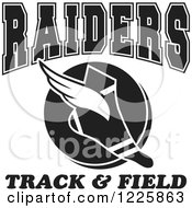 Poster, Art Print Of Black And White Winged Shoe With Raiders Team Track And Field Text