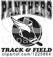Poster, Art Print Of Black And White Winged Shoe With Panthers Team Track And Field Text