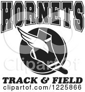 Poster, Art Print Of Black And White Winged Shoe With Hornets Team Track And Field Text
