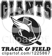 Poster, Art Print Of Black And White Winged Shoe With Giants Team Track And Field Text