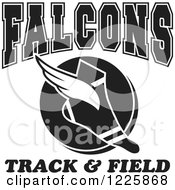 Poster, Art Print Of Black And White Winged Shoe With Falcons Team Track And Field Text