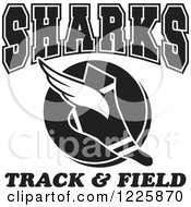 Poster, Art Print Of Black And White Winged Shoe With Sharks Team Track And Field Text