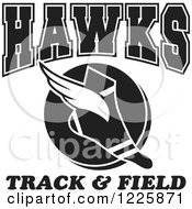 Poster, Art Print Of Black And White Winged Shoe With Hawks Team Track And Field Text