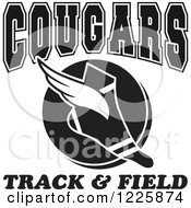 Poster, Art Print Of Black And White Winged Shoe With Cougars Team Track And Field Text