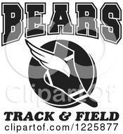 Poster, Art Print Of Black And White Winged Shoe With Bears Team Track And Field Text