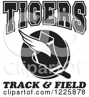 Poster, Art Print Of Black And White Winged Shoe With Tigers Team Track And Field Text