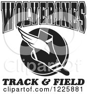 Poster, Art Print Of Black And White Winged Shoe With Wolverines Team Track And Field Text