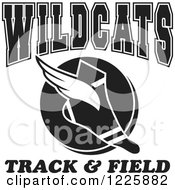 Poster, Art Print Of Black And White Winged Shoe With Wildcats Team Track And Field Text