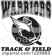 Poster, Art Print Of Black And White Winged Shoe With Warriors Team Track And Field Text