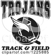 Poster, Art Print Of Black And White Winged Shoe With Trojans Team Track And Field Text