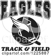 Poster, Art Print Of Black And White Winged Shoe With Eagles Team Track And Field Text