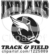 Poster, Art Print Of Black And White Winged Shoe With Indians Team Track And Field Text