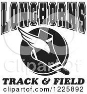 Poster, Art Print Of Black And White Winged Shoe With Longhorns Team Track And Field Text