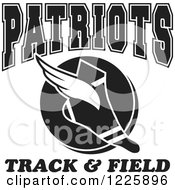 Poster, Art Print Of Black And White Winged Shoe With Patriots Team Track And Field Text