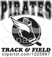 Poster, Art Print Of Black And White Winged Shoe With Pirates Team Track And Field Text