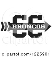 Poster, Art Print Of Broncos Team Cross Country Running Arrow Design In Black And White