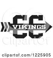 Clipart Of A Vikings Team Cross Country Running Arrow Design In Black And White Royalty Free Vector Illustration