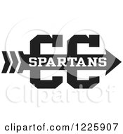 Clipart Of A Spartans Team Cross Country Running Arrow Design In Black And White Royalty Free Vector Illustration by Johnny Sajem