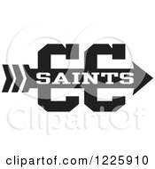 Clipart Of A Saints Team Cross Country Running Arrow Design In Black And White Royalty Free Vector Illustration