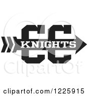 Knights Team Cross Country Running Arrow Design In Black And White
