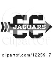 Clipart Of A Jaguars Team Cross Country Running Arrow Design In Black And White Royalty Free Vector Illustration