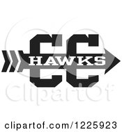 Clipart Of A Hawks Team Cross Country Running Arrow Design In Black And White Royalty Free Vector Illustration by Johnny Sajem