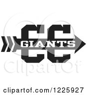 Clipart Of A Giants Team Cross Country Running Arrow Design In Black And White Royalty Free Vector Illustration by Johnny Sajem