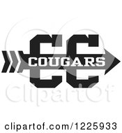Cougars Team Cross Country Running Arrow Design In Black And White