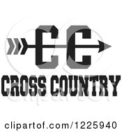 Cc Arrow With Cross Country Running Text In Black And White