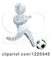 3d Silver Man Playing Soccer