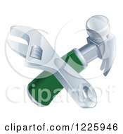 Clipart Of A Crossed Adjustable Wrench And Hammer Royalty Free Vector Illustration