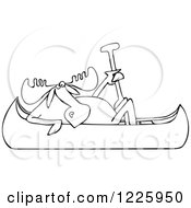 Clipart Of An Outlined Moose In A Canoe Royalty Free Vector Illustration by djart