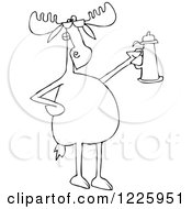 Poster, Art Print Of Outlined Moose Wearing Sunglasses And Holding A Beer Stein