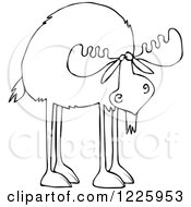 Clipart Of An Outlined Moose With Long Legs Royalty Free Vector Illustration