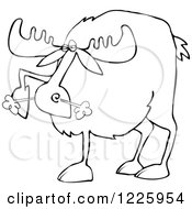Poster, Art Print Of Outlined Snorting Angry Moose
