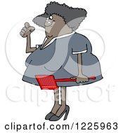 Annoyed Black Woman Holding A Fly Swatter