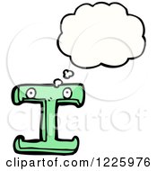 Clipart Of A Thinking Letter I Monster Royalty Free Vector Illustration