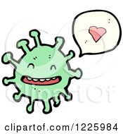 Clipart Of A Green Germ Talking About Love Royalty Free Vector Illustration by lineartestpilot