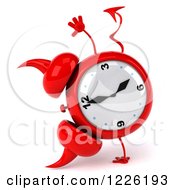 Clipart Of A 3d Devil Alarm Clock Doing A Hand Stand Royalty Free Illustration by Julos