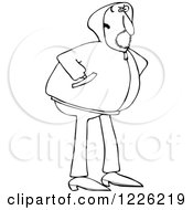 Clipart Of An Outlined Man Wearing A Hoody Sweater Royalty Free Vector Illustration