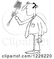 Outlined Businessman Holding A Noose Fly Swatter