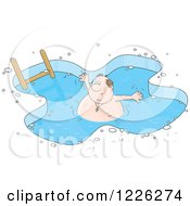 Poster, Art Print Of Chubby Man Wading In An Ice Swimming Pool