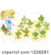 Poster, Art Print Of Blond Girl By A Vegetable Garden