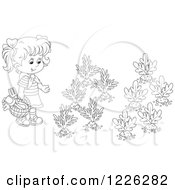 Poster, Art Print Of Outlined Girl By A Vegetable Garden